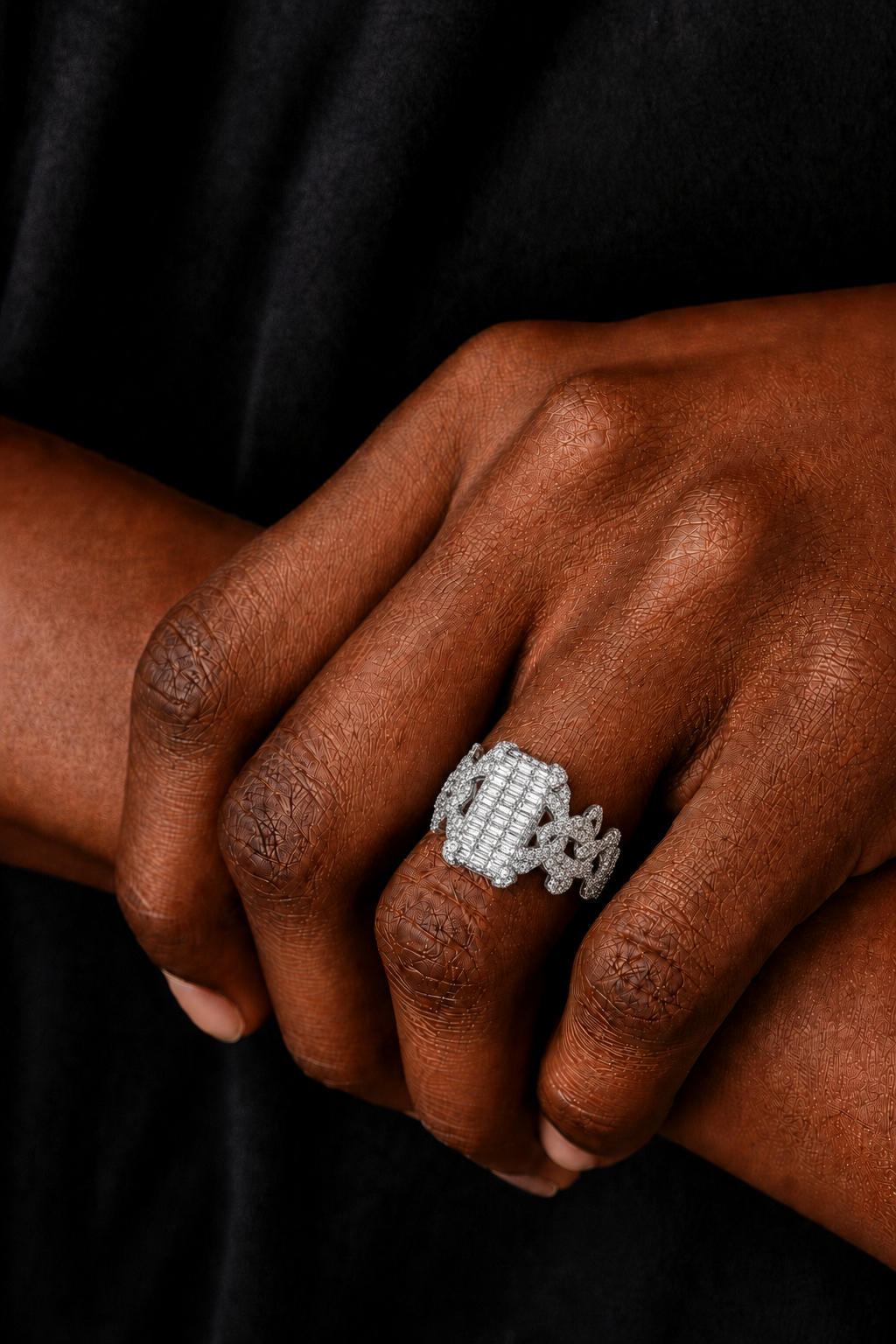 Iced Thorn Baguette Ring