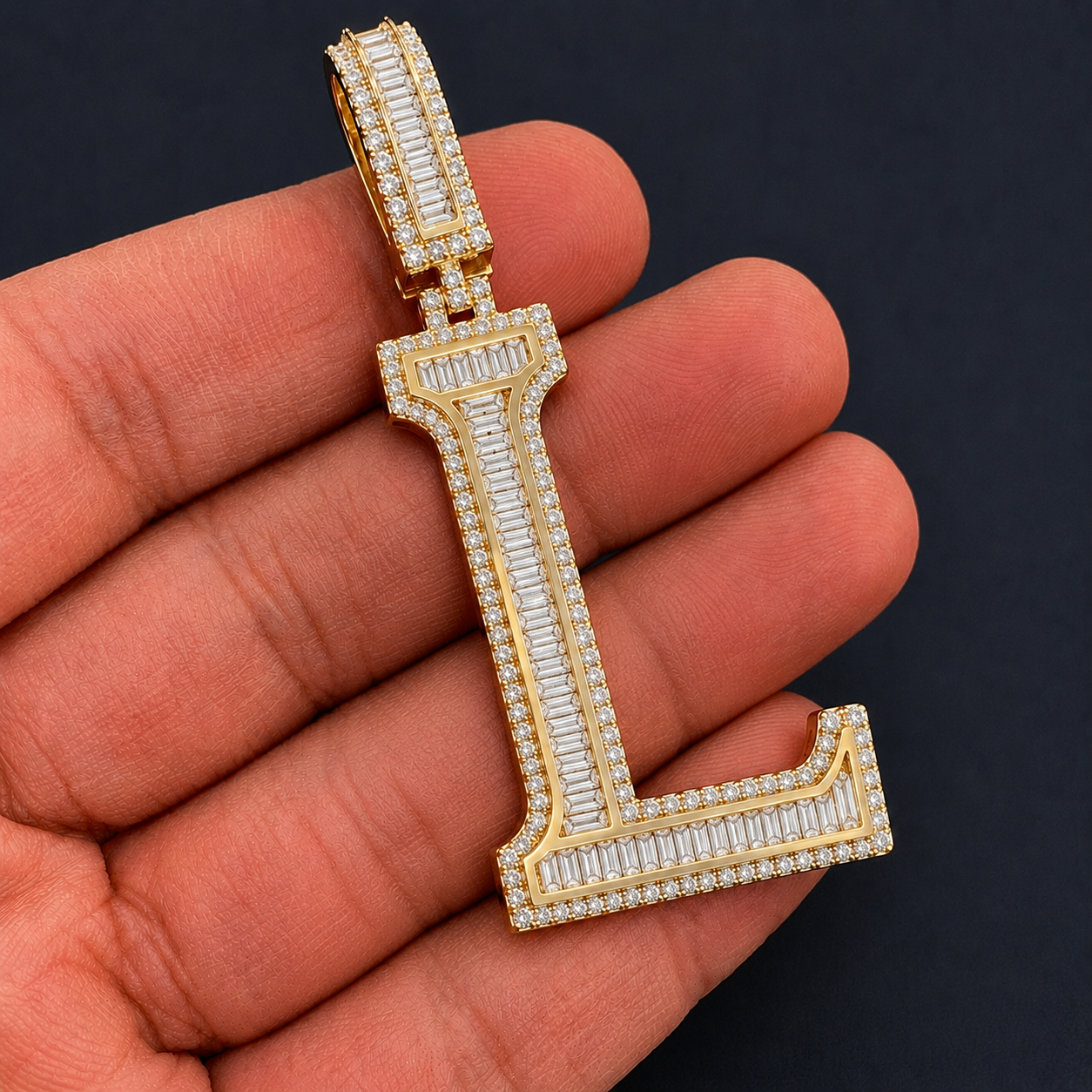 Custom Iced L Letter Pendant for Men