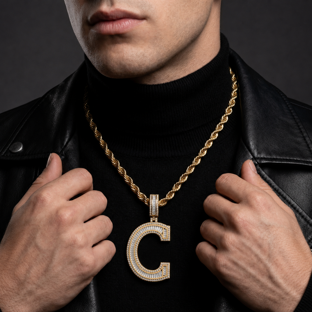 Custom C Letter Pendant for Men