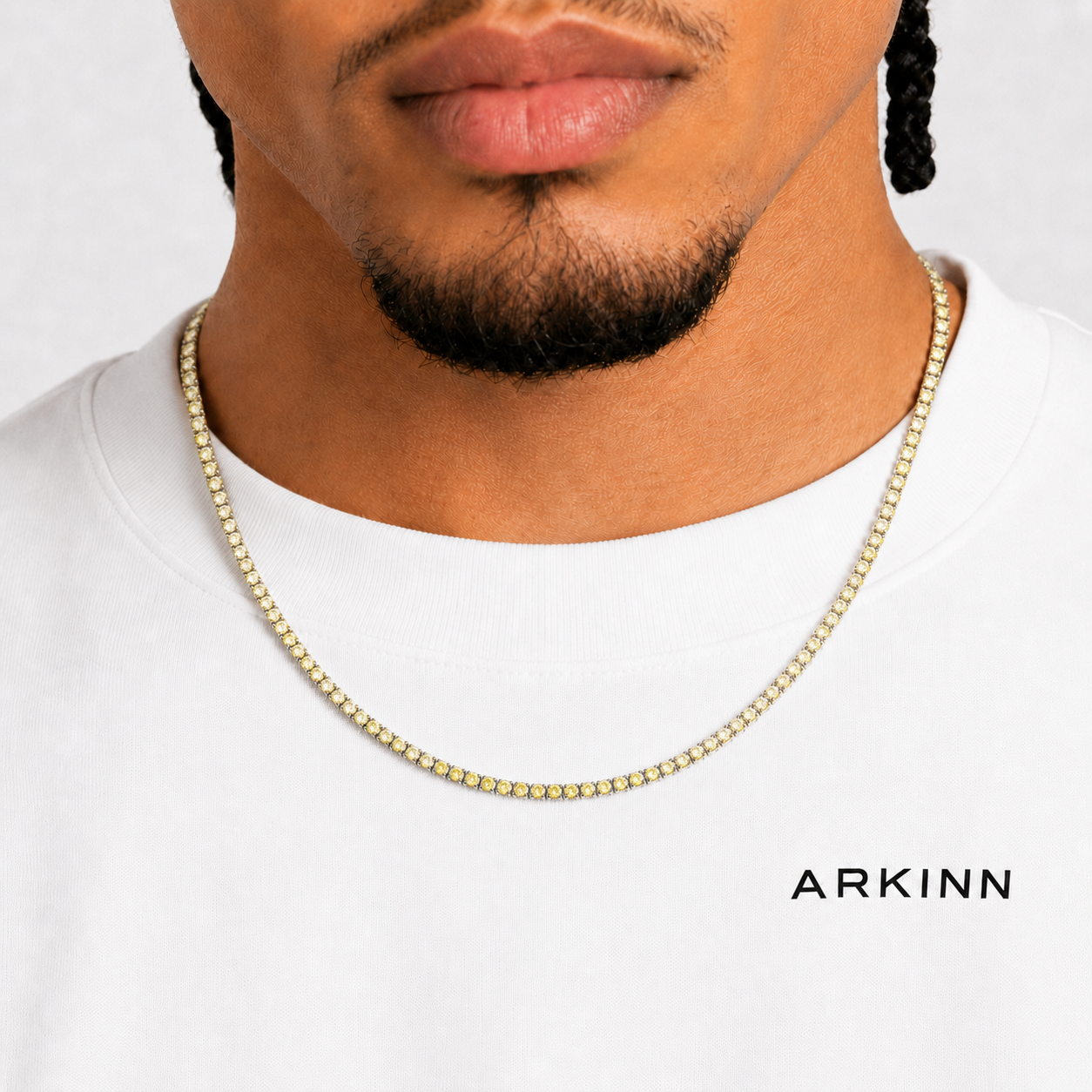 3mm Canary Yellow Iced Out Tennis Chain