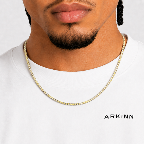 3mm Canary Yellow Iced Out Tennis Chain