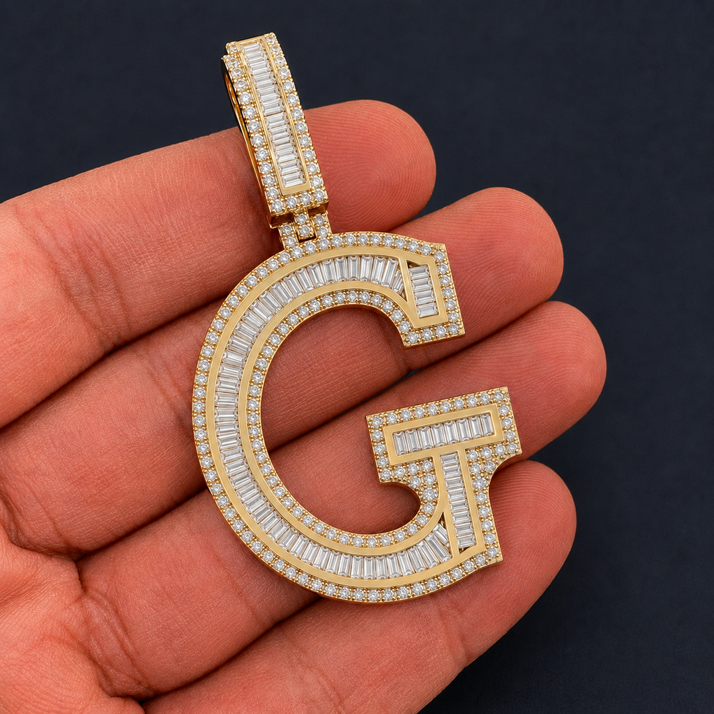 G Initial Pendant Iced Out Hip Hop Men