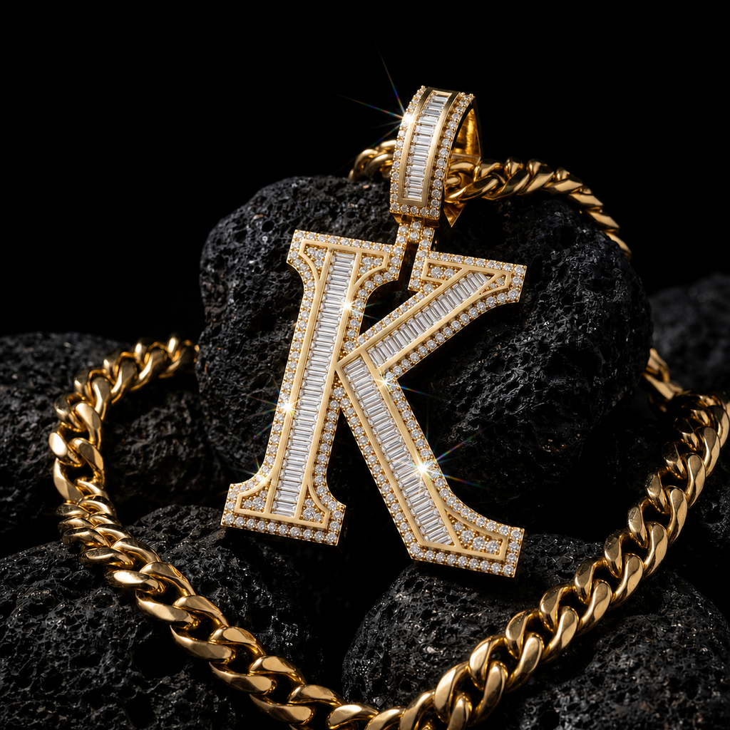 Custom Iced Out K Letter Pendant VVS Men