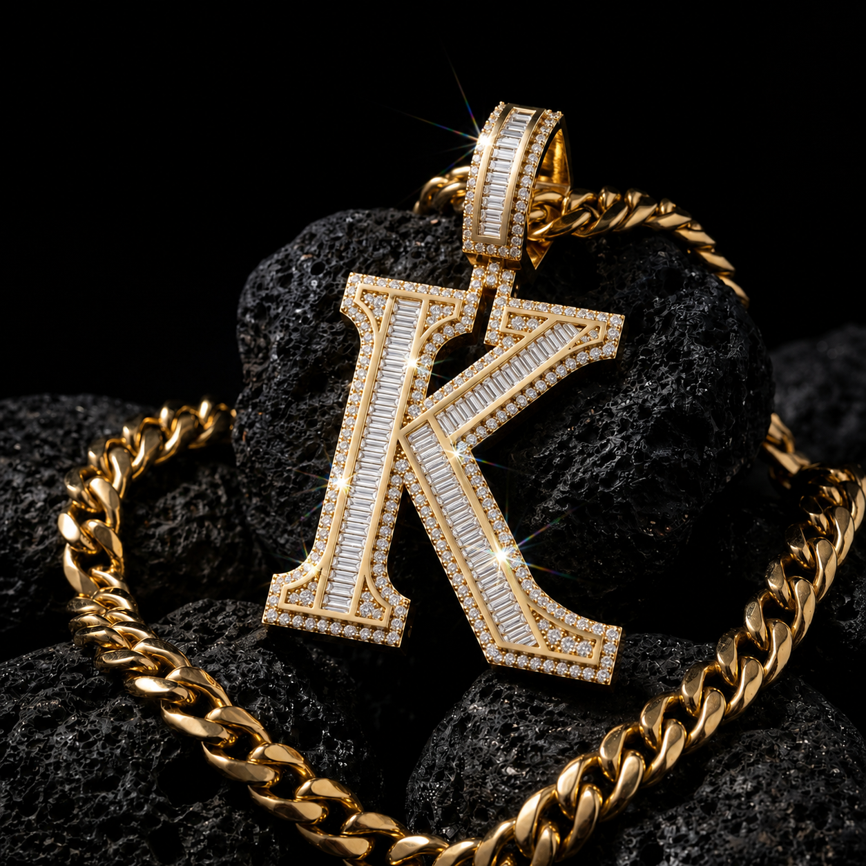 Custom Iced Out K Letter Pendant VVS Men