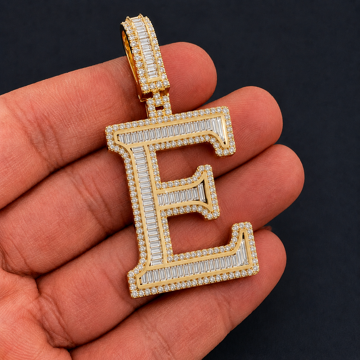 VVS Iced Out Letter E Pendant Men