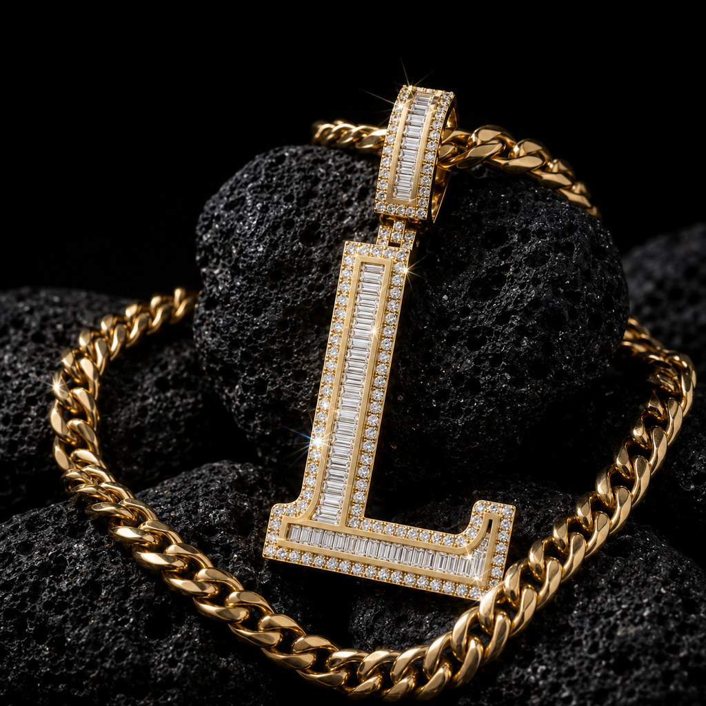 Custom Iced L Letter Pendant for Men