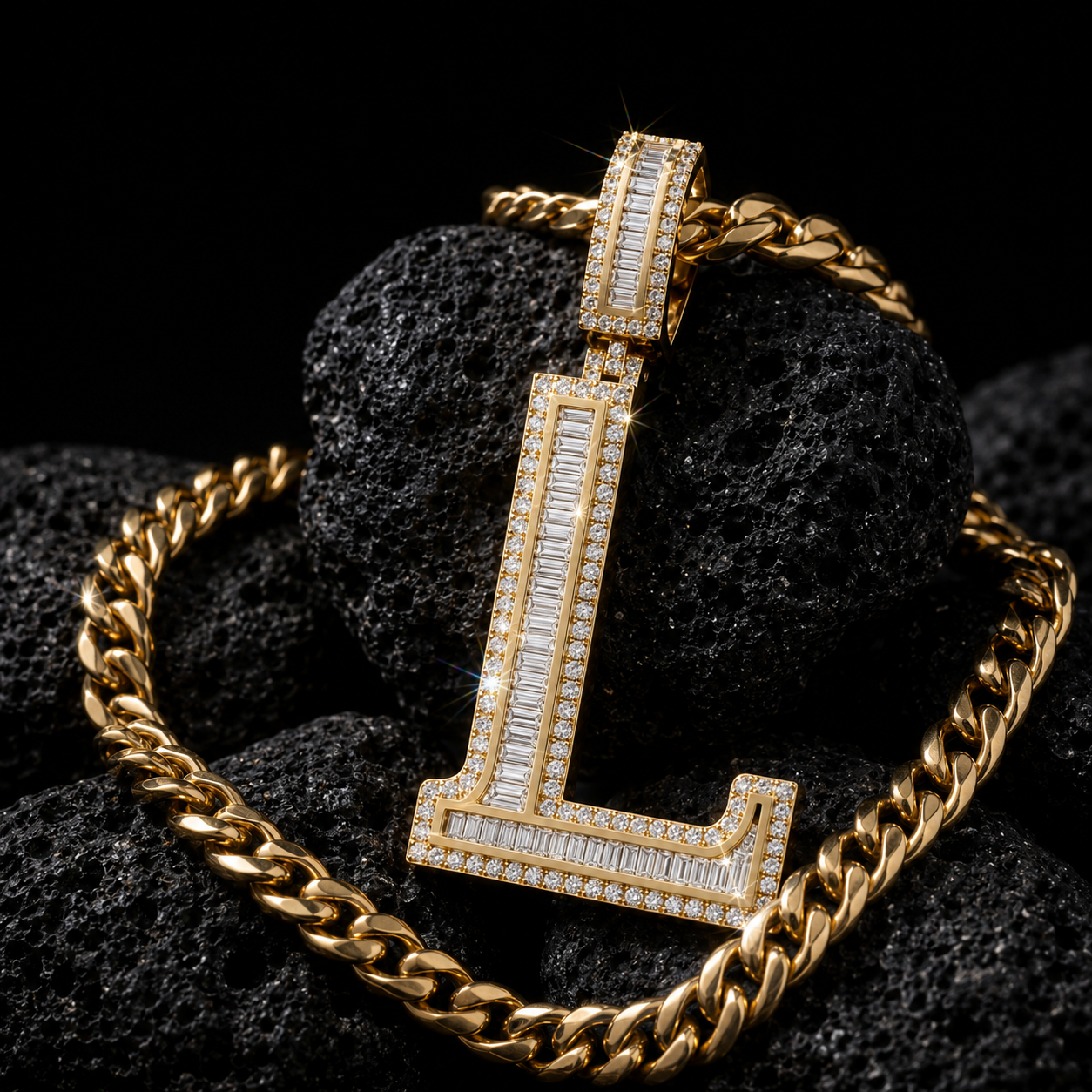 Custom Iced L Letter Pendant for Men