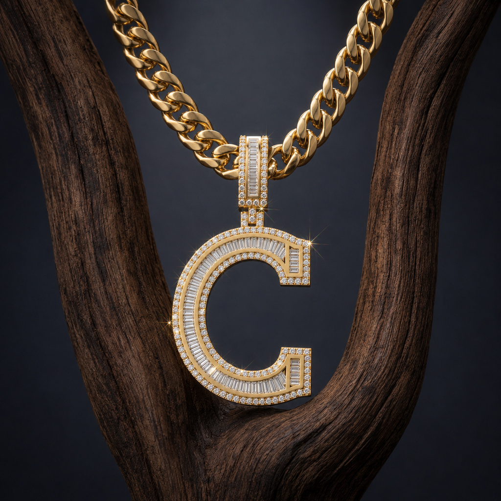 Custom C Letter Pendant for Men