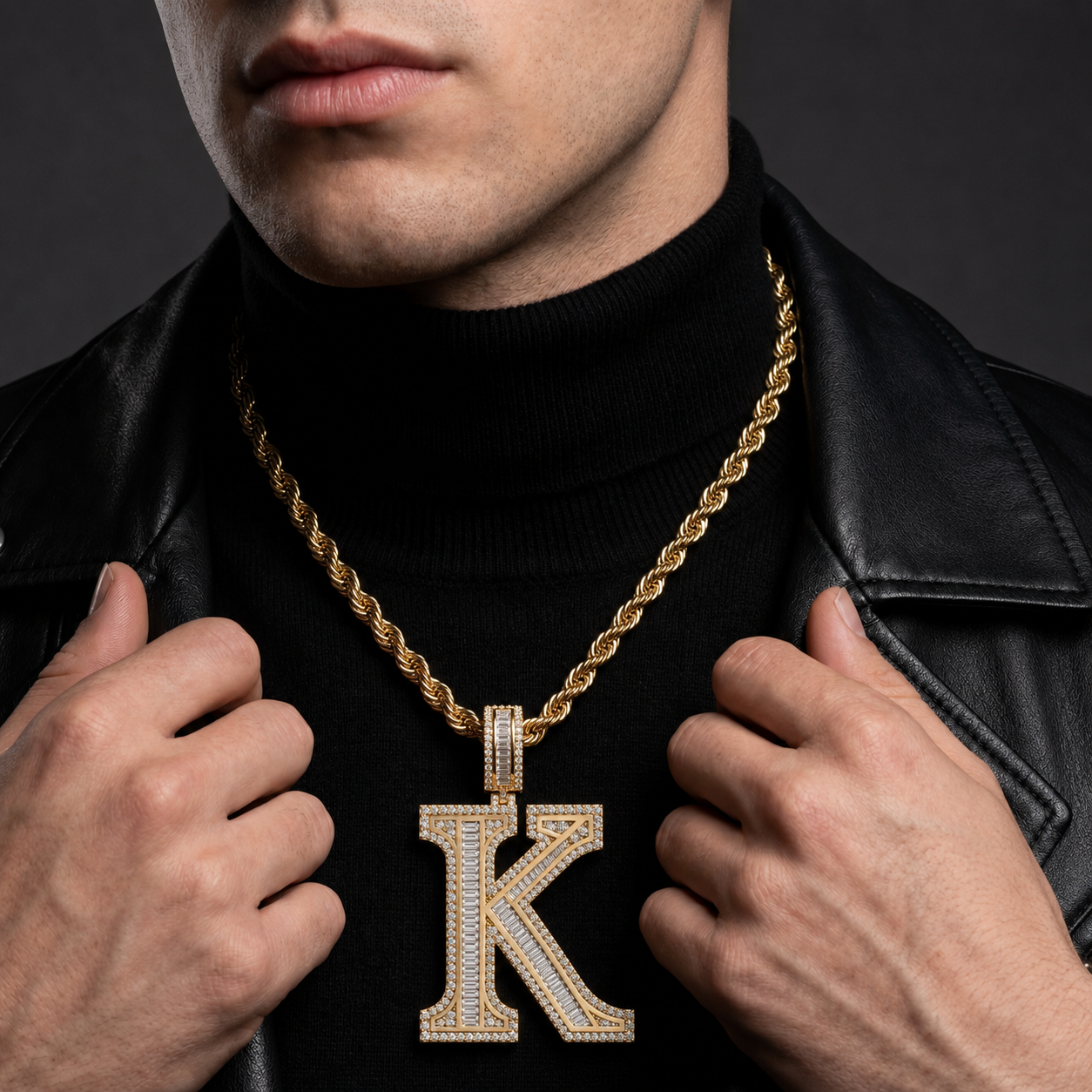 Custom Iced Out K Letter Pendant VVS Men