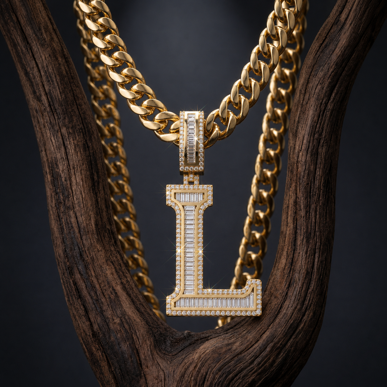 Custom Iced L Letter Pendant for Men