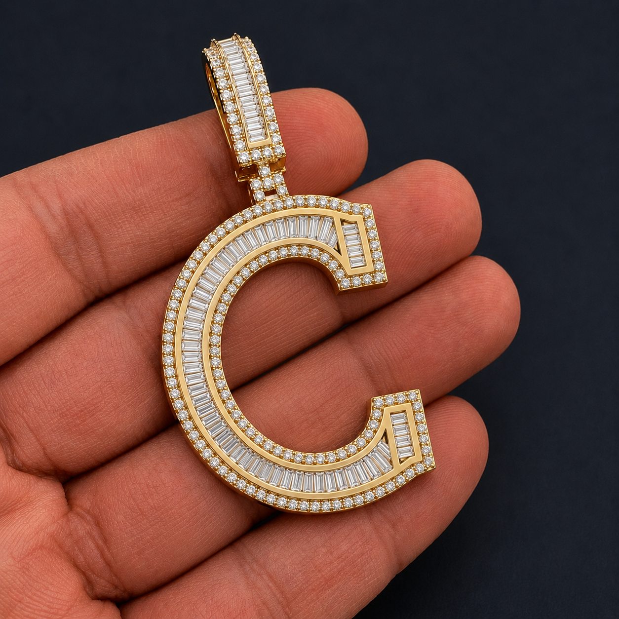 Custom C Letter Pendant for Men