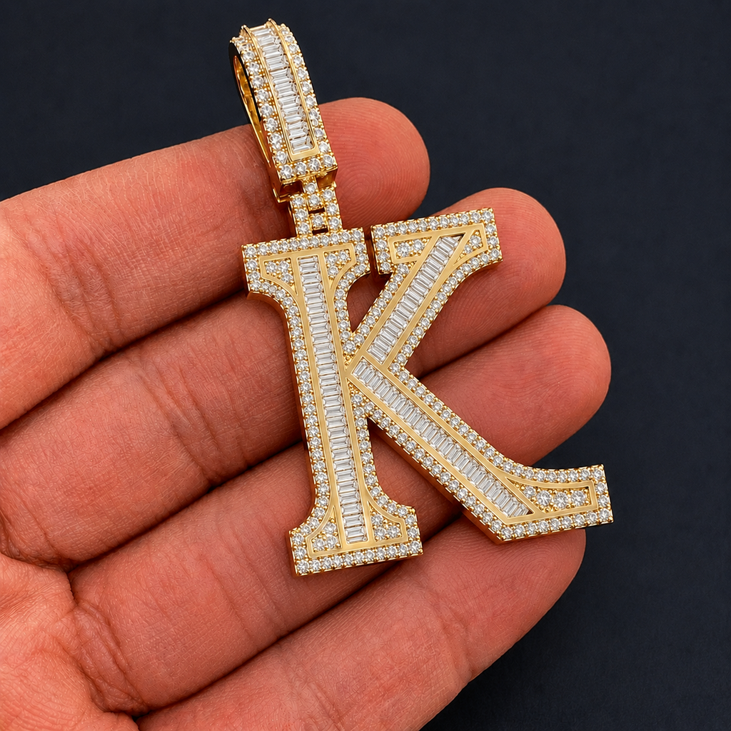 Custom Iced Out K Letter Pendant VVS Men