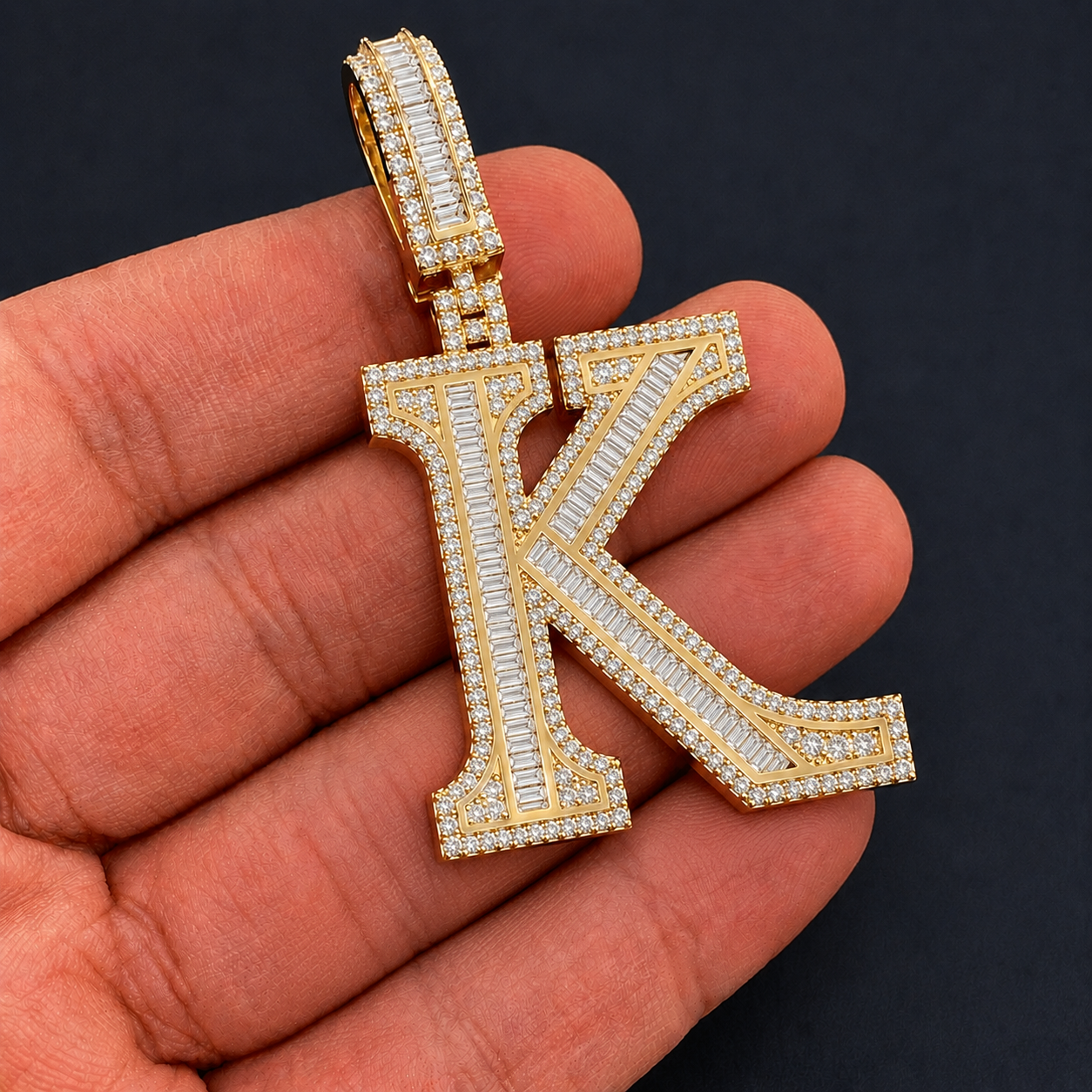 Custom Iced Out K Letter Pendant VVS Men