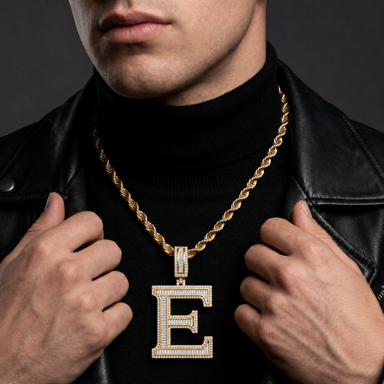 VVS Iced Out Letter E Pendant Men