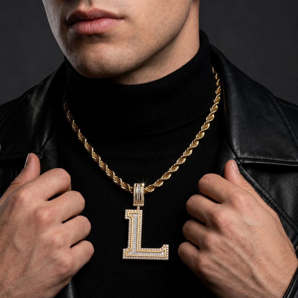 Custom Iced L Letter Pendant for Men