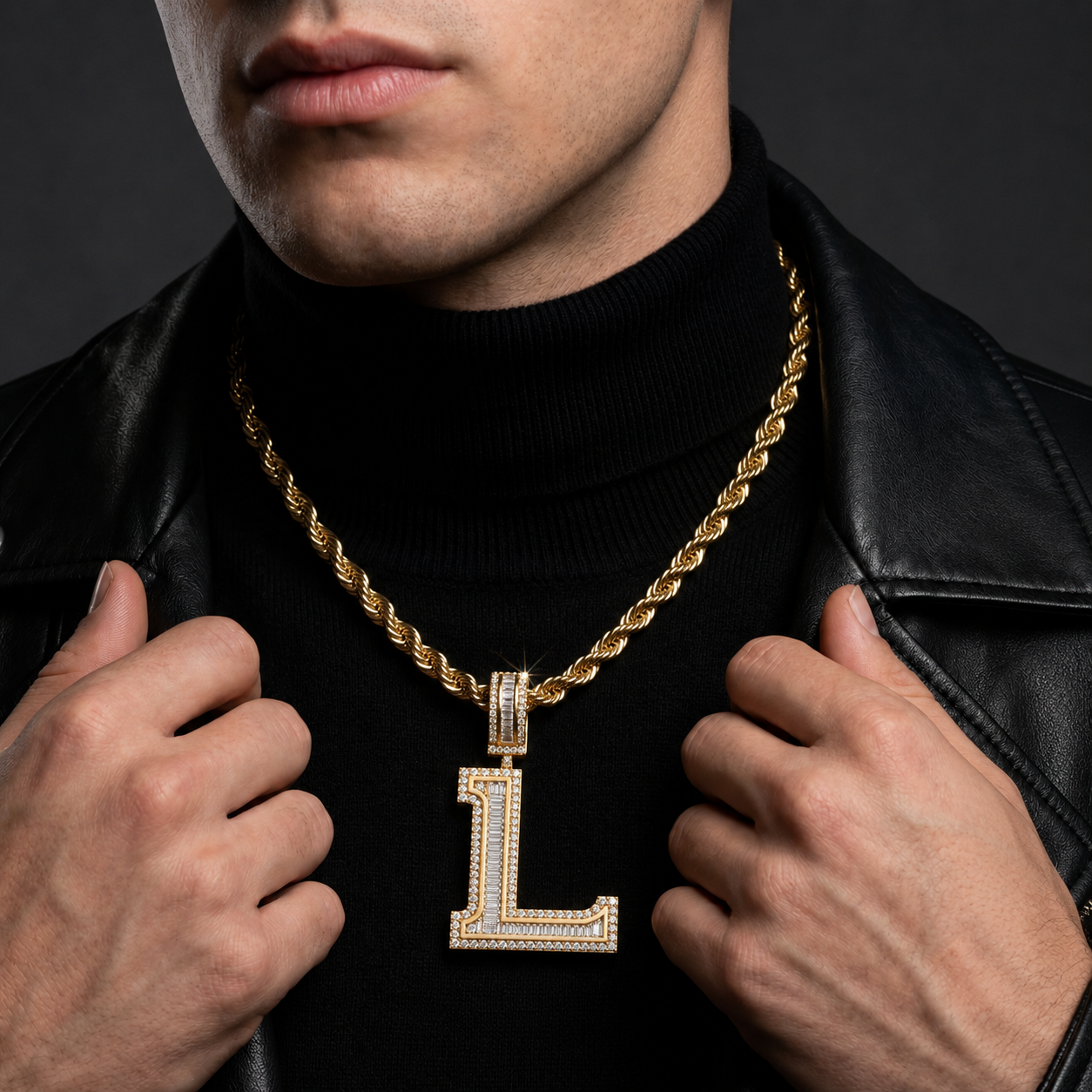Custom Iced L Letter Pendant for Men