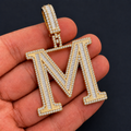 M Initial Pendant Iced Out Hip Hop Men