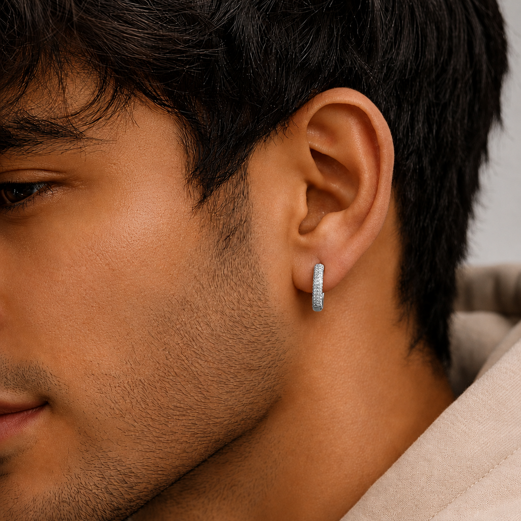 Pave Hoop Earrings for men