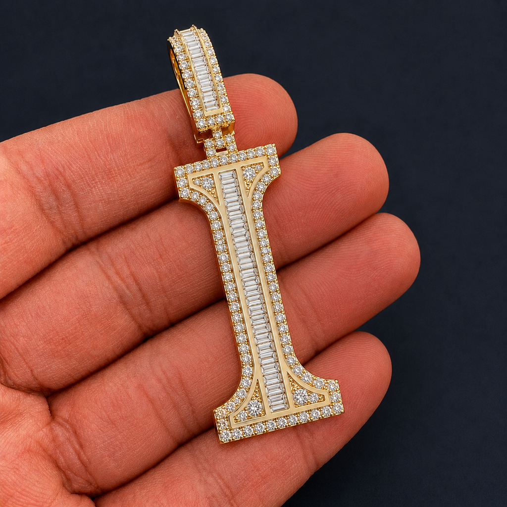 Custom I Letter Pendant VVS Iced Out