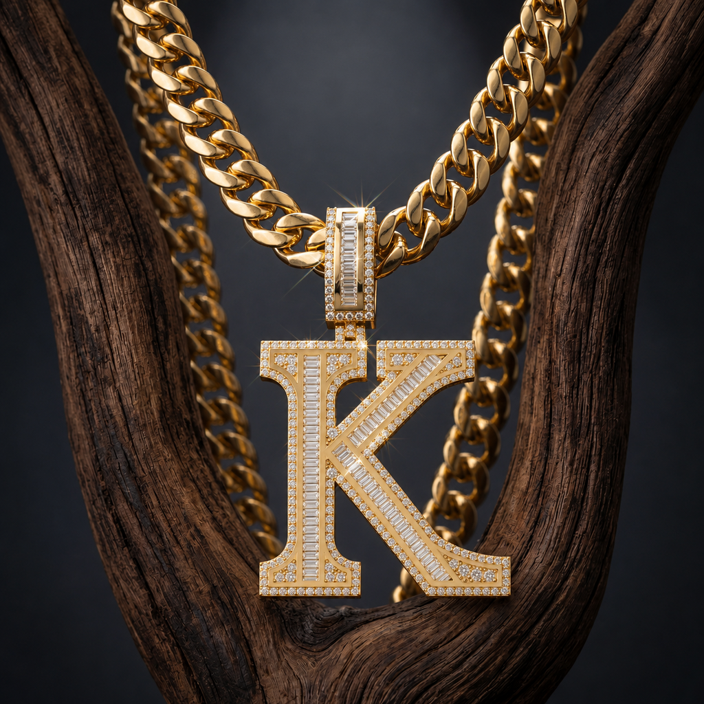 Custom Iced Out K Letter Pendant VVS Men