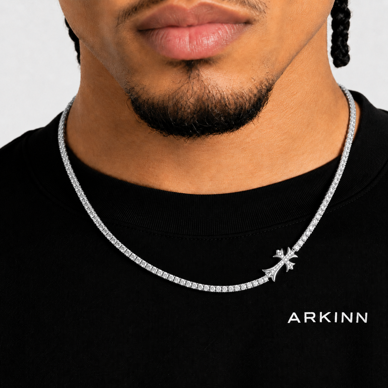 Men’s Vintage Cross Iced Out Tennis Chain