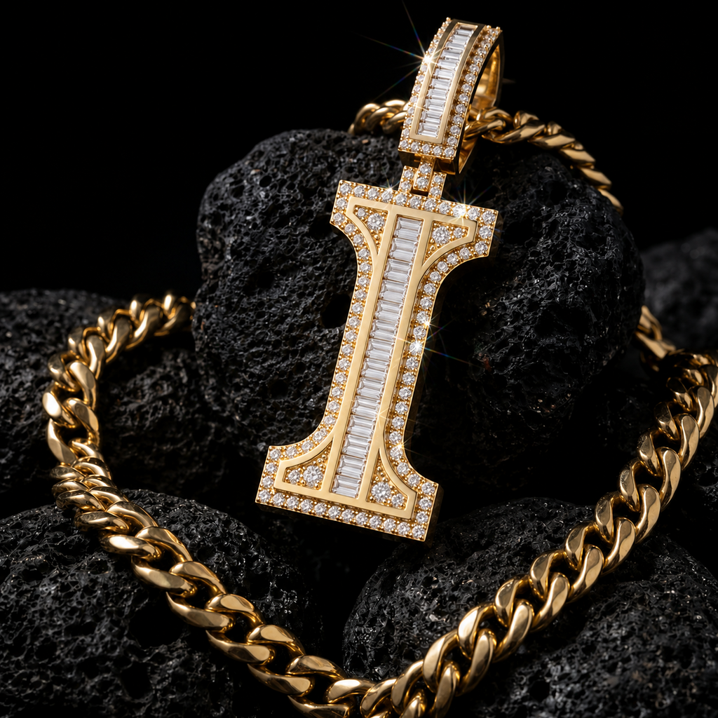 Custom I Letter Pendant VVS Iced Out