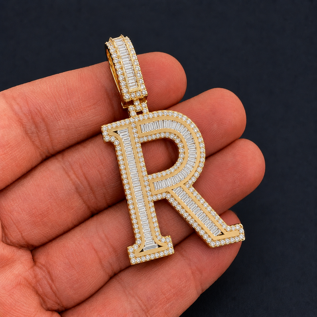 R Initial Pendant Hip Hop Jewelry