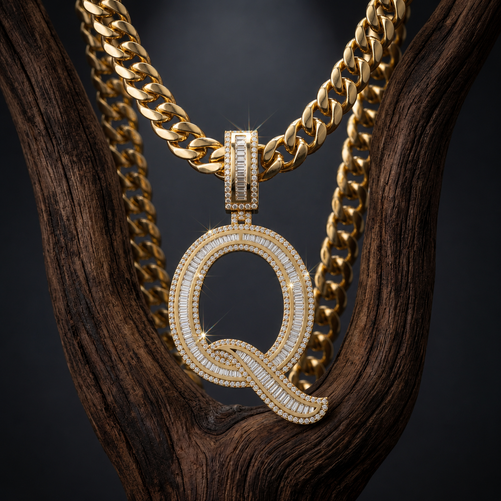 Custom Q Letter Pendant VVS Iced Out