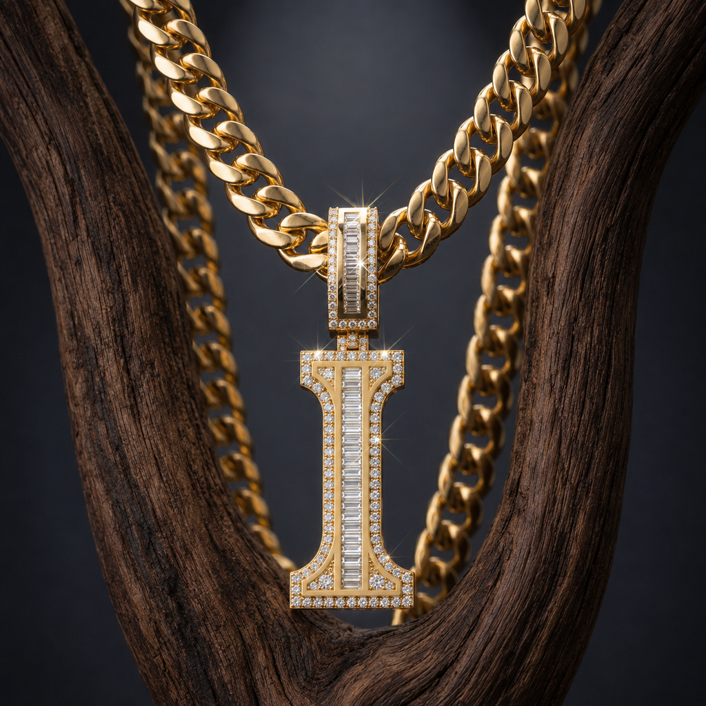 Custom I Letter Pendant VVS Iced Out
