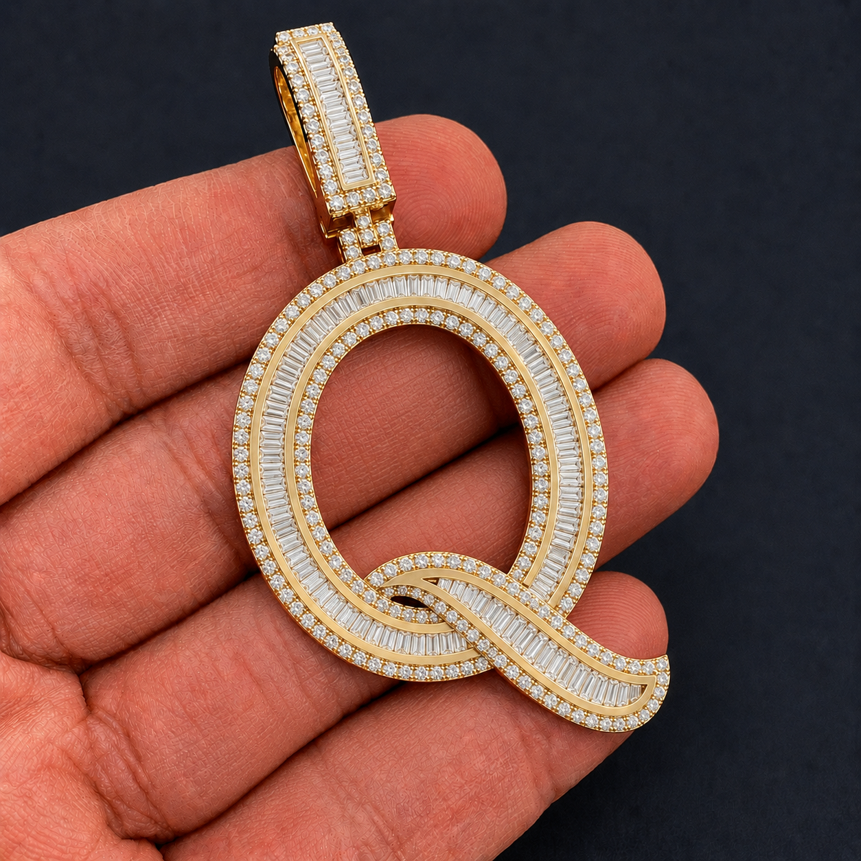 Custom Q Letter Pendant VVS Iced Out