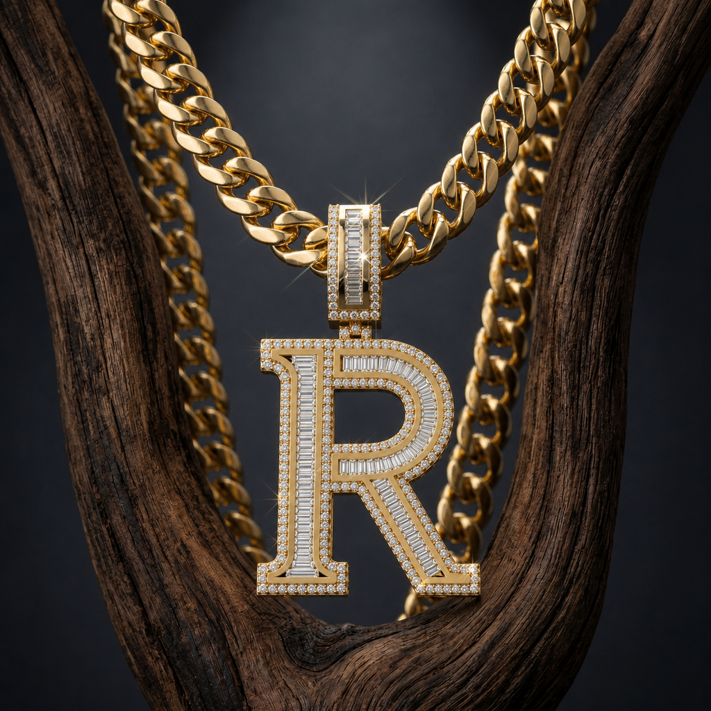 R Initial Pendant Hip Hop Jewelry