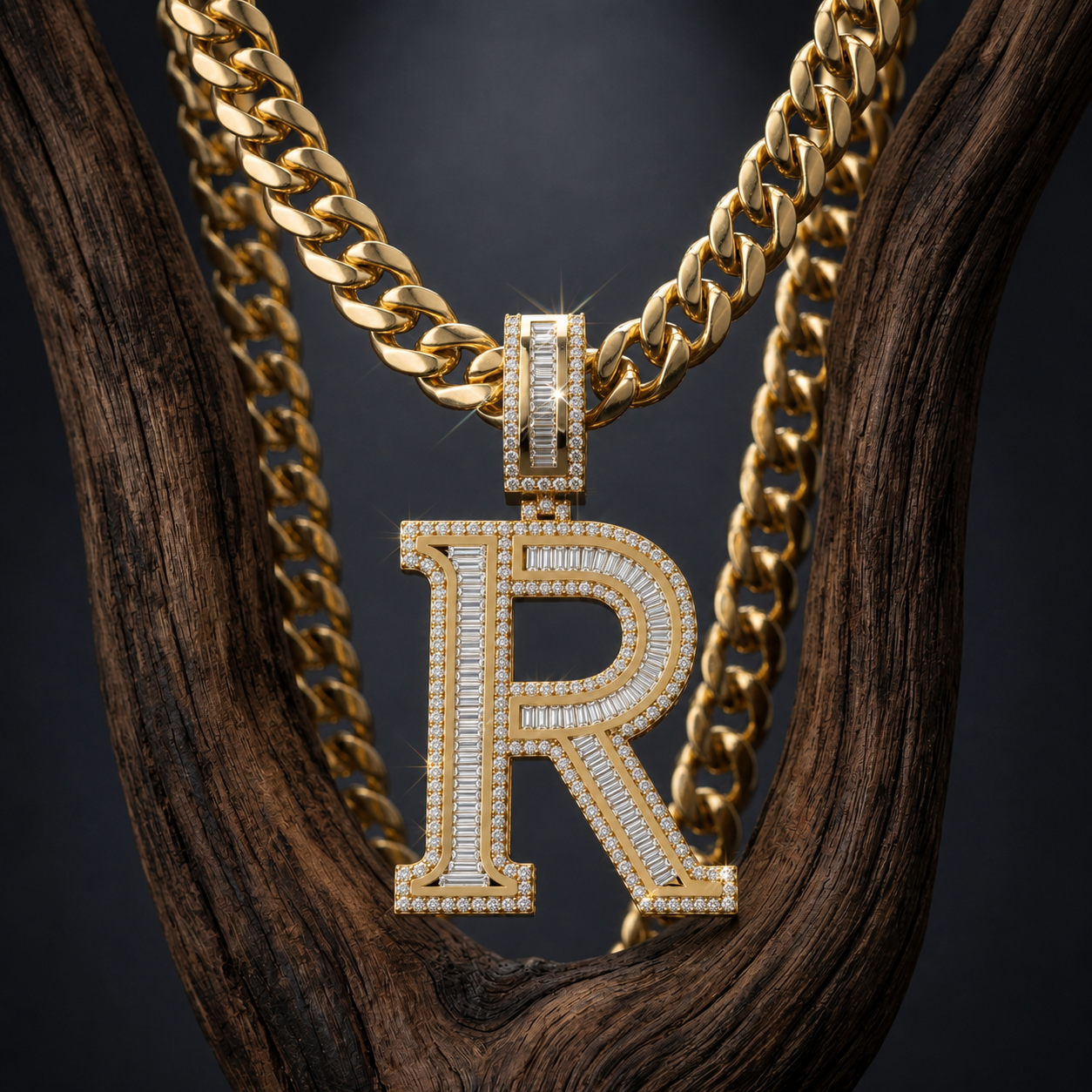 R Initial Pendant Hip Hop Jewelry