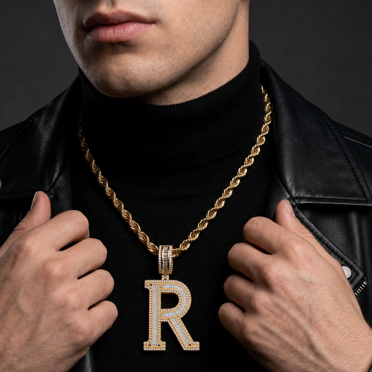 R Initial Pendant Hip Hop Jewelry