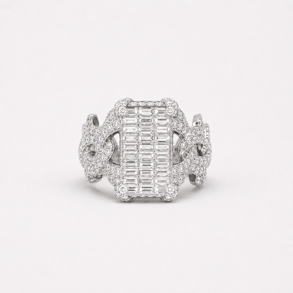 Iced Thorn Baguette Ring
