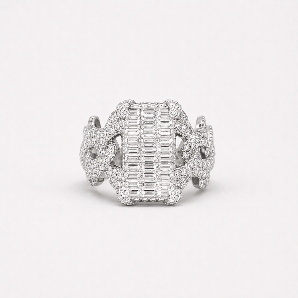 Iced Thorn Baguette Ring