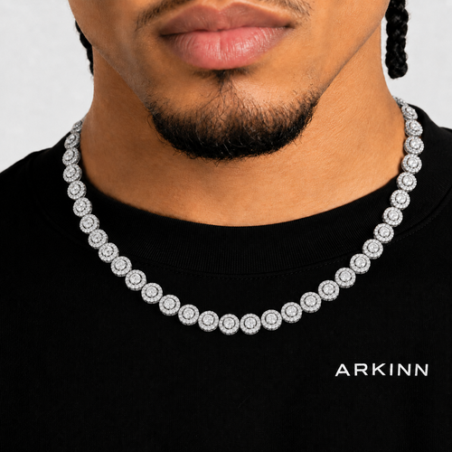 10MM Iced Out Moissanite Bezel Tennis Chain – 14K Gold Tone