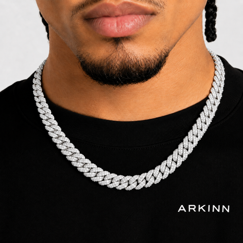 12MM Solid Gold Iced Diamond Cuban Link Chain
