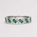 Emerald Green Baguette & Round Iced Band Rin