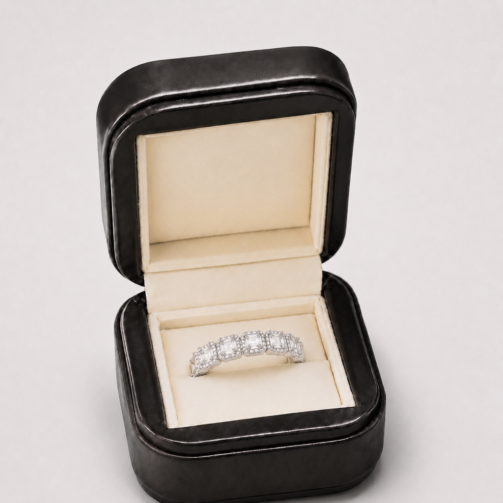 Emerald Cut Iced Eternity Band Ring