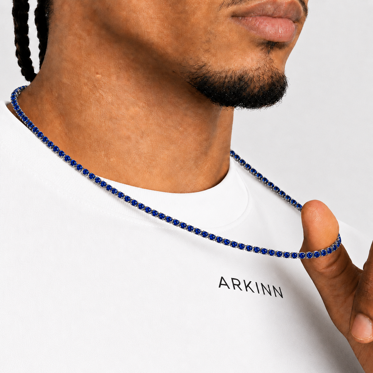 3mm Iced Sapphire Tennis Chain for Men