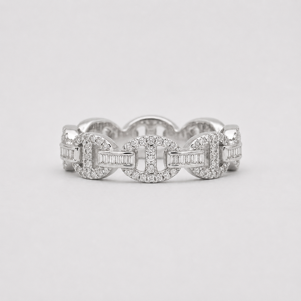 VVS Moissanite Iced Mariner Link Ring