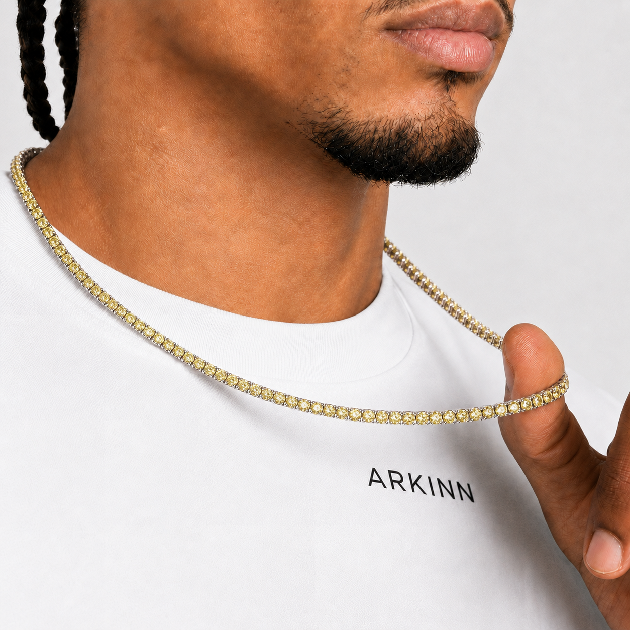 3mm Canary Yellow Iced Out Tennis Chain
