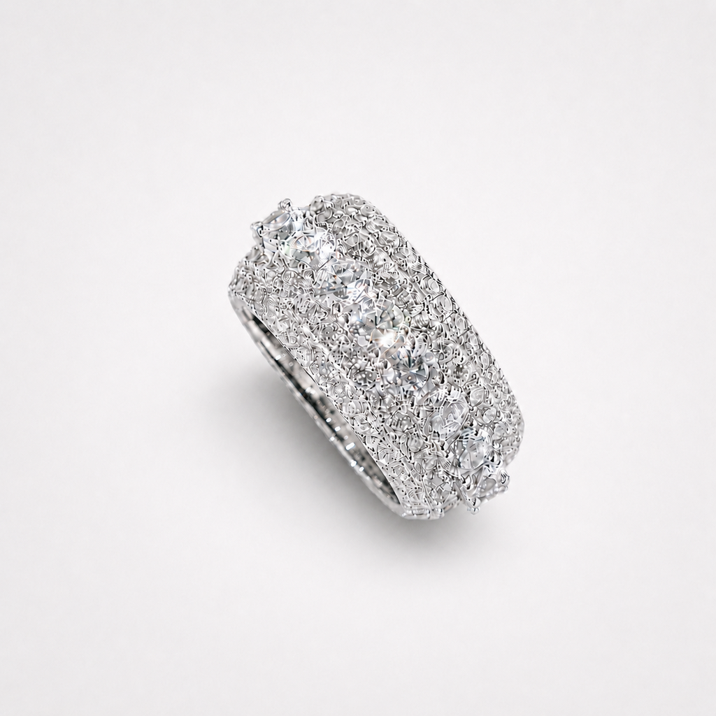 Full Iced Moissanite Statement Ring