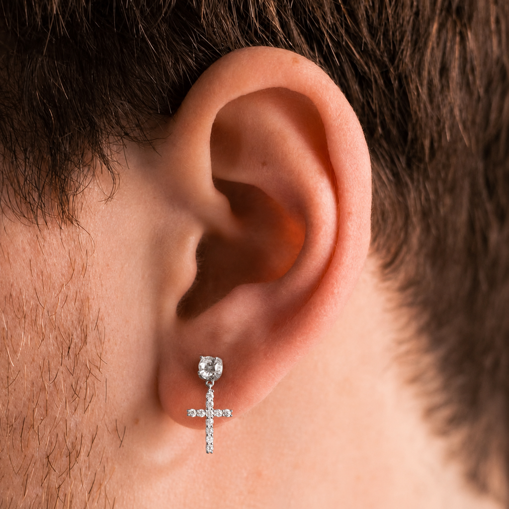 Iced Out Studded Cross Earrings