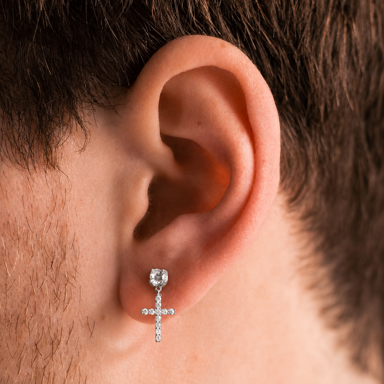 Iced Out Studded Cross Earrings