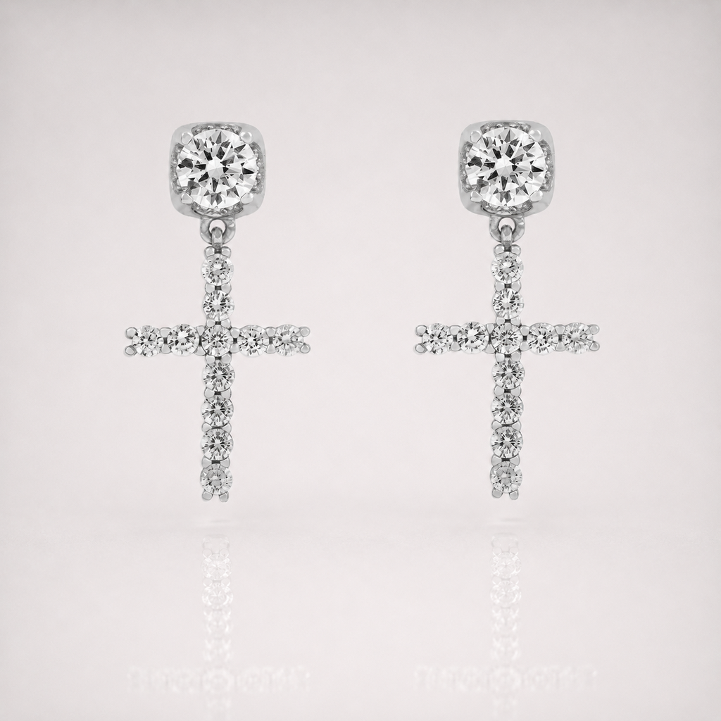 Iced Out Studded Cross Earrings
