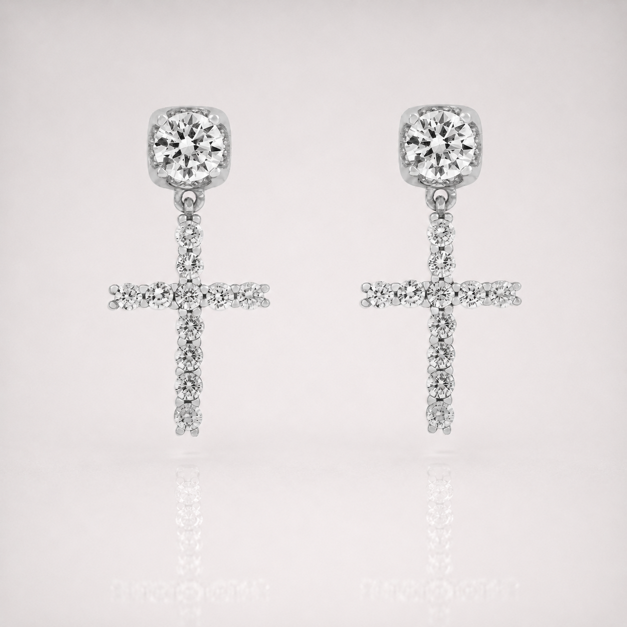 Iced Out Studded Cross Earrings