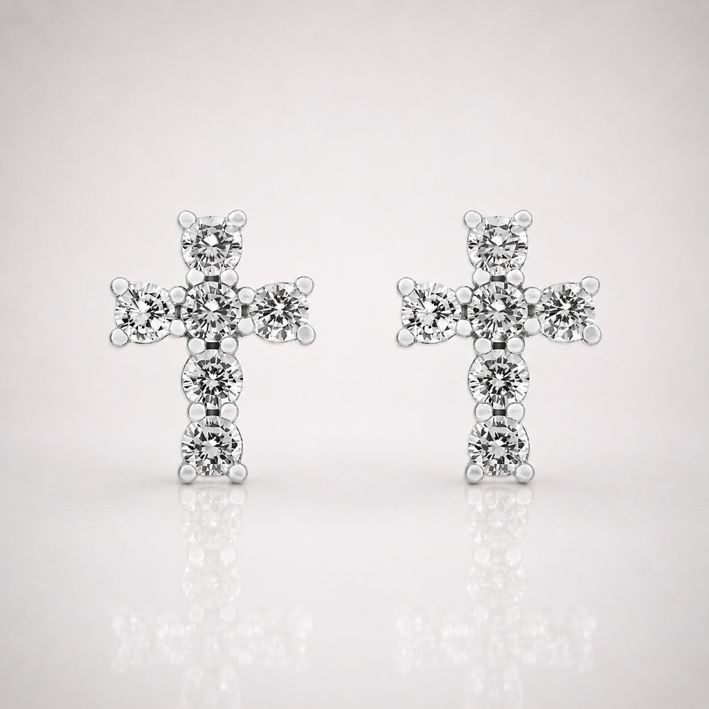 Iced Out Micro Cross Stud Earrings