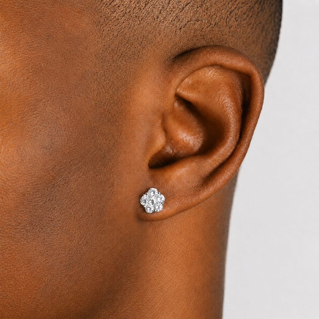 Men’s Daisy Earrings Iced Out