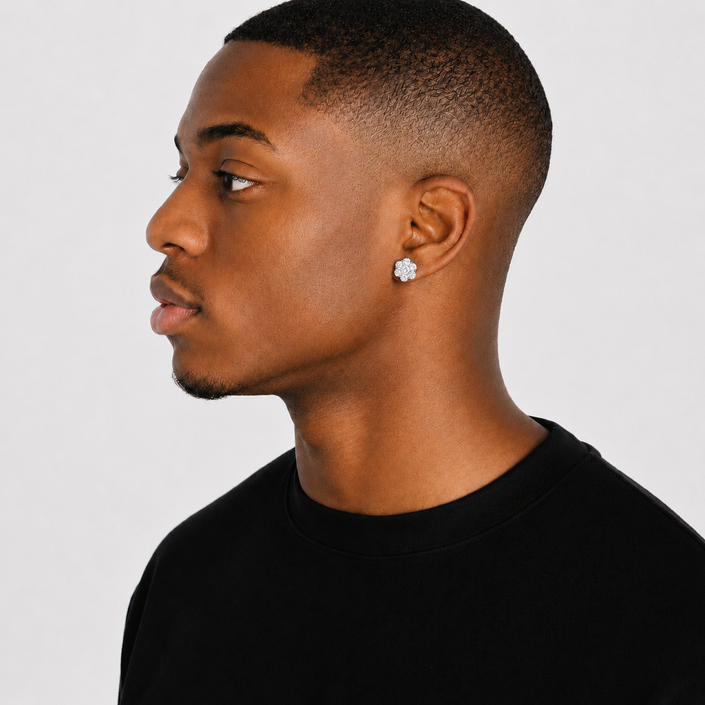 Men’s Daisy Earrings Iced Out